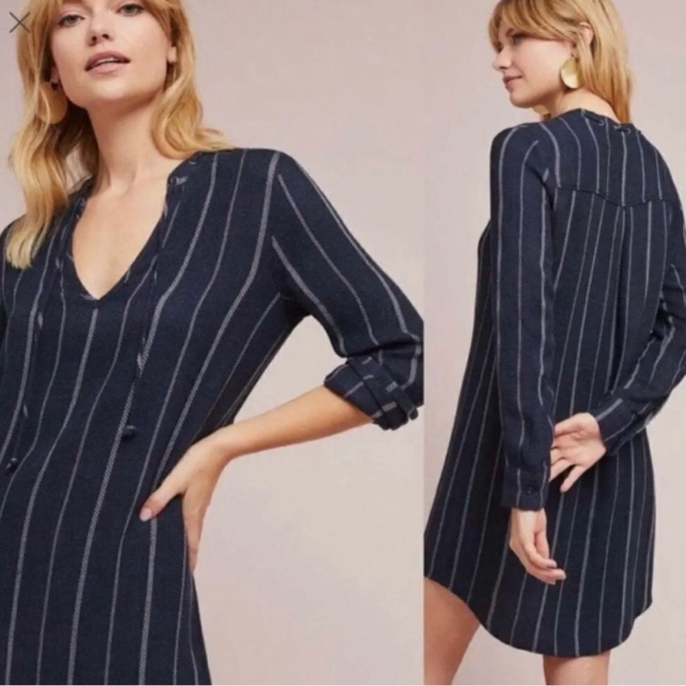 Anthropologie Cloth & Stone Navy Versify Striped Tunic Size XS